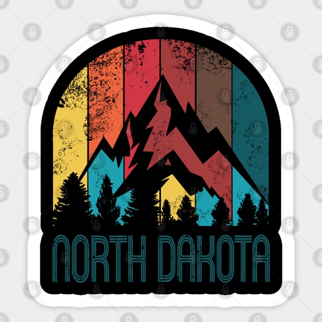 Retro North Dakota Design for Men Women and Kids Sticker by HopeandHobby